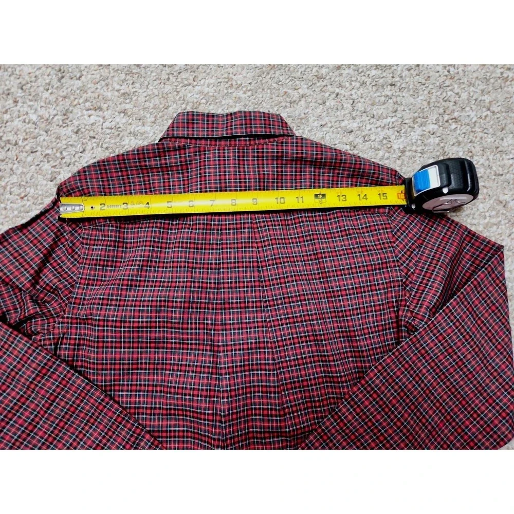 Ralph Lauren Kids Tartan Red Plaid Button Down Shirt Long Sleeve L 14-16
